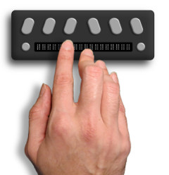 Rendering of a braille display with 18 characters